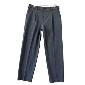 Uniqlo Grey Pleated Wide Leg Trouser Pants Mens Size Large 33 - 36 Inch Waist